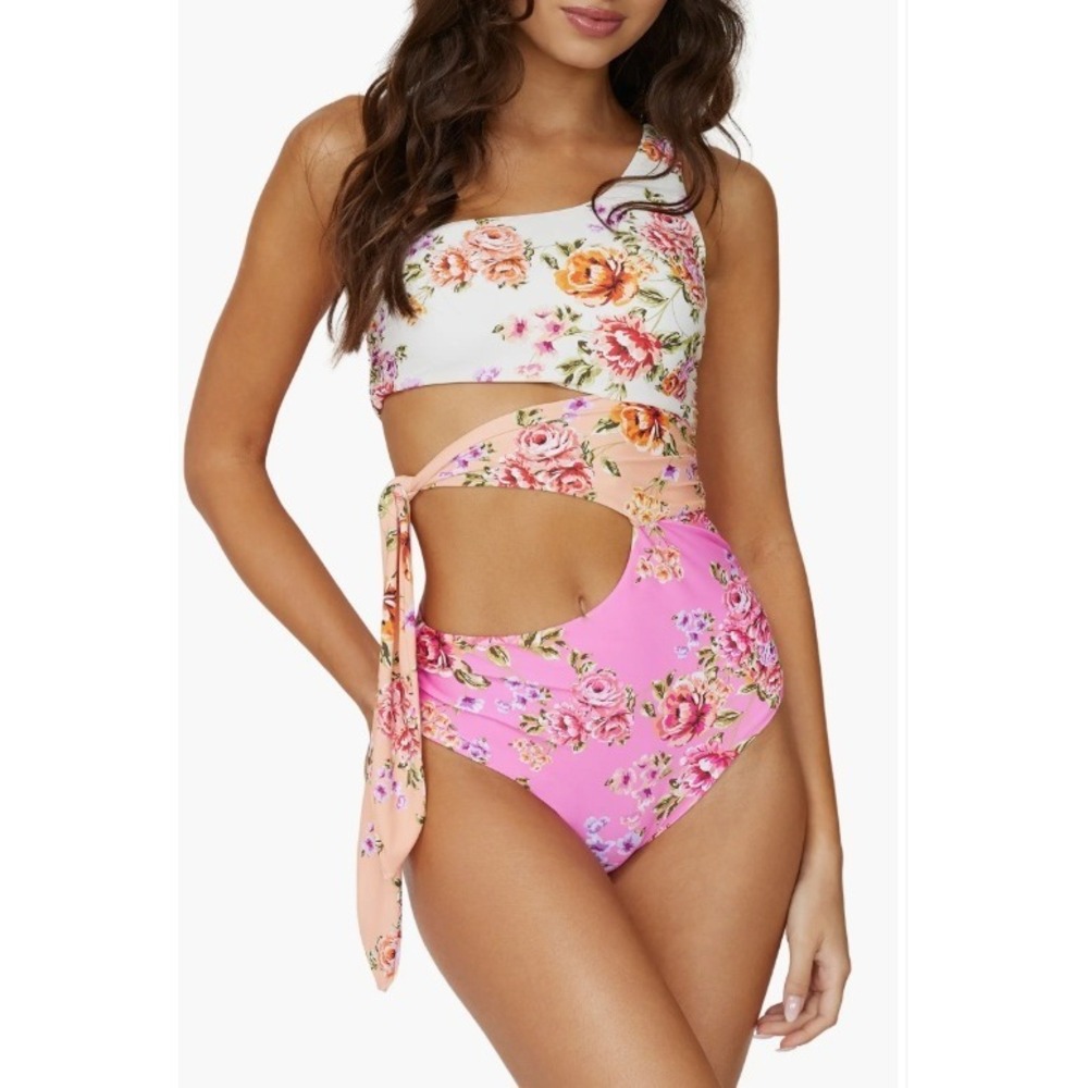 PQ Swim Bahia Cutout Floral One Piece Large Vacation‎ Beach Resort Tropical Luxe